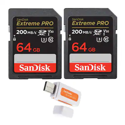 SanDisk Extreme PRO 200 MB/s SD V30 XC I 64 GB
SanDisk Extreme PRO 200 MB/s SD V30 XC I 64 GB
SanDisk Card Reader ALL IN ONE USB2.0