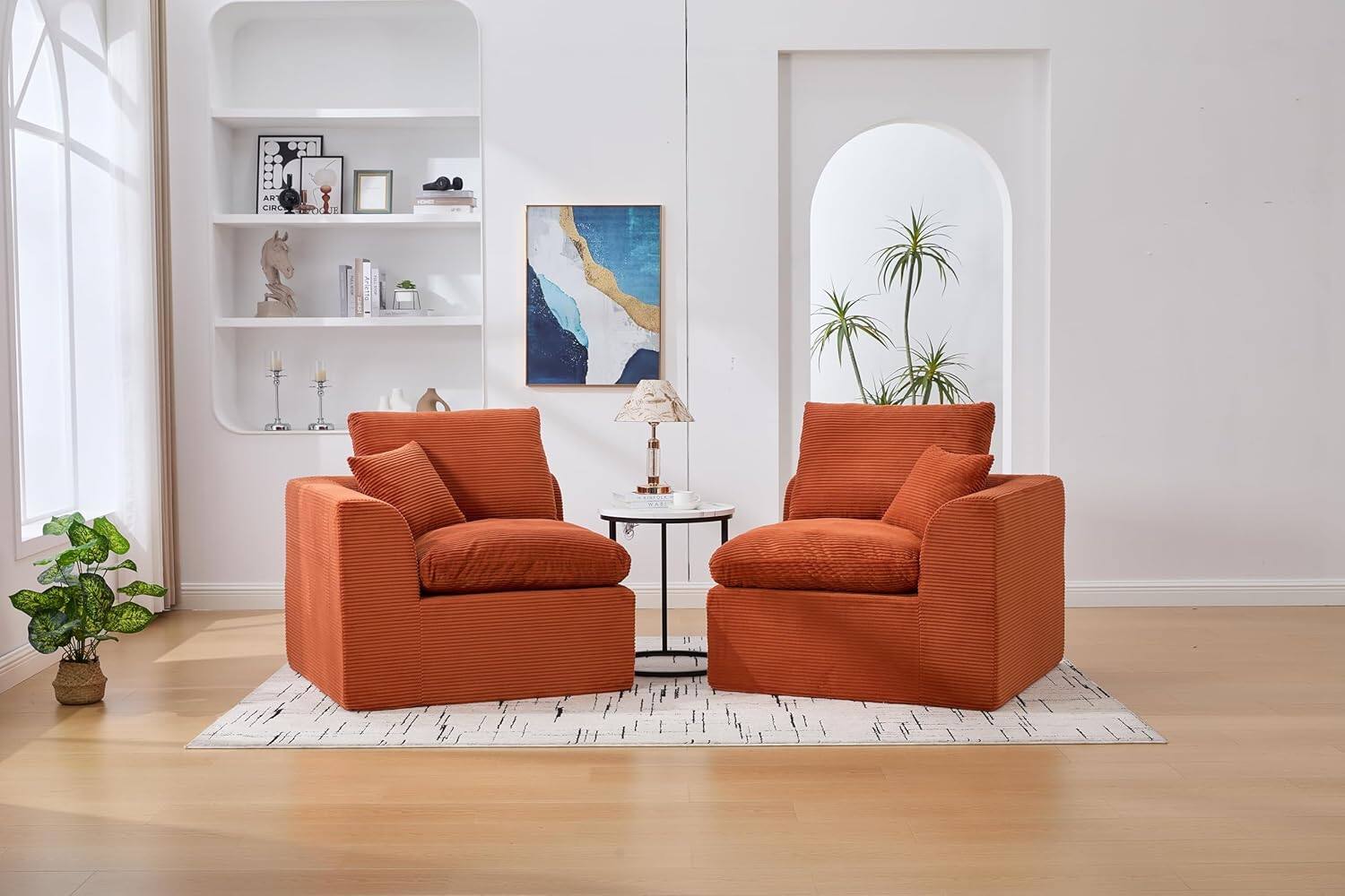 Alt View 6. Trinkets Crazed - Modular Sectional Sofa Cloud Couch 2 Seater with Removable Cushion Covers - orange.