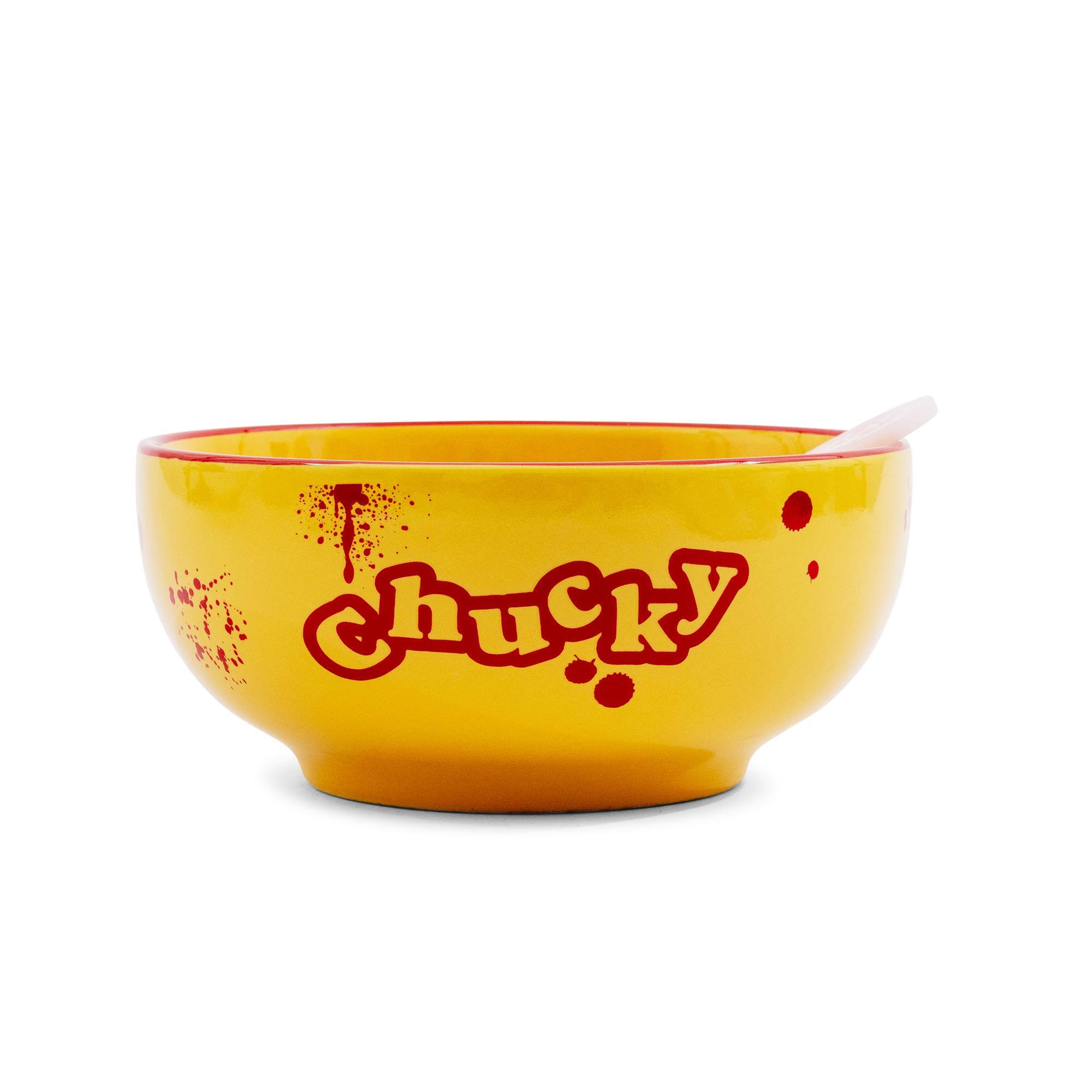 Alt View 1. Silver Buffalo - Child's Play Good Guys Ceramic Bowl With Color-Changing Spoon | Holds 28 Ounces - Multi-Colored.