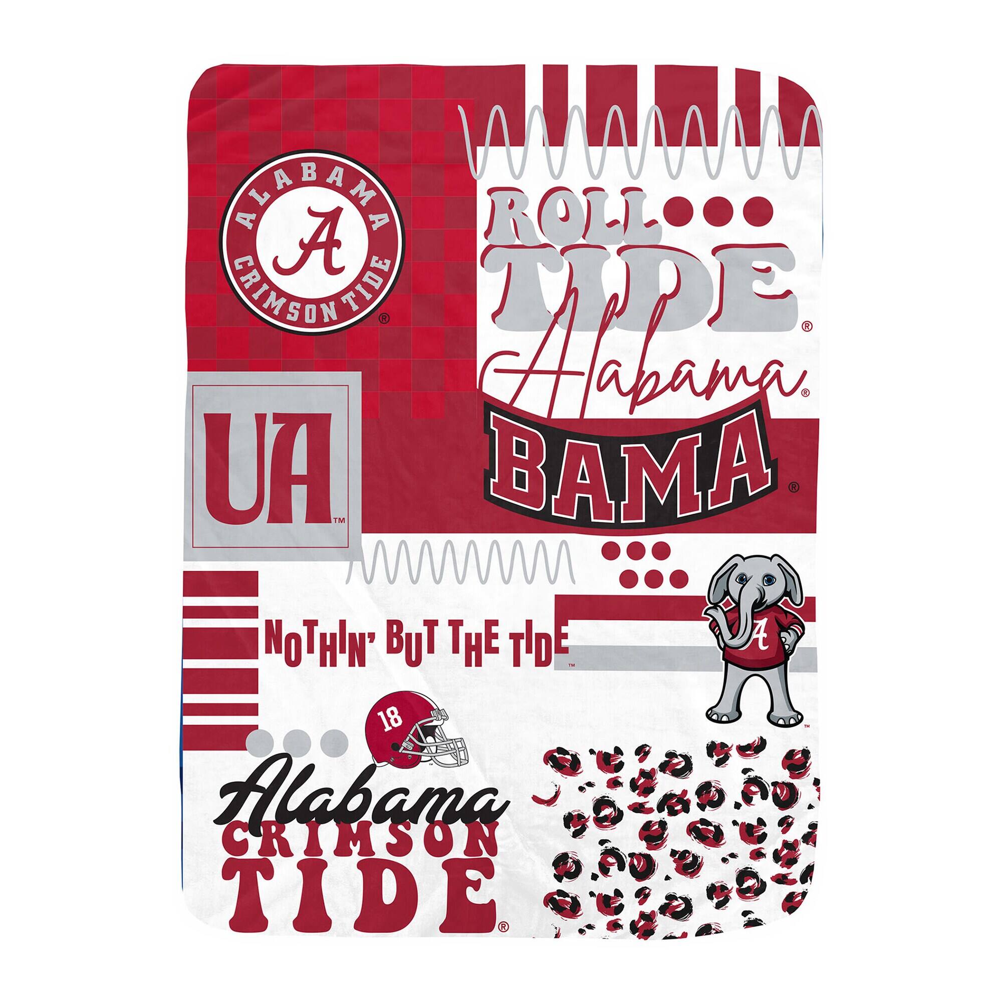 Sure, here is the corrected and grouped text from the image:

- ALABAMA CRIMSON TIDE
- ROLL TIDE Alabama
- BAMA
- UA
- Nothin' But The Tide
- 18 Alabama CRIMSON TIDE