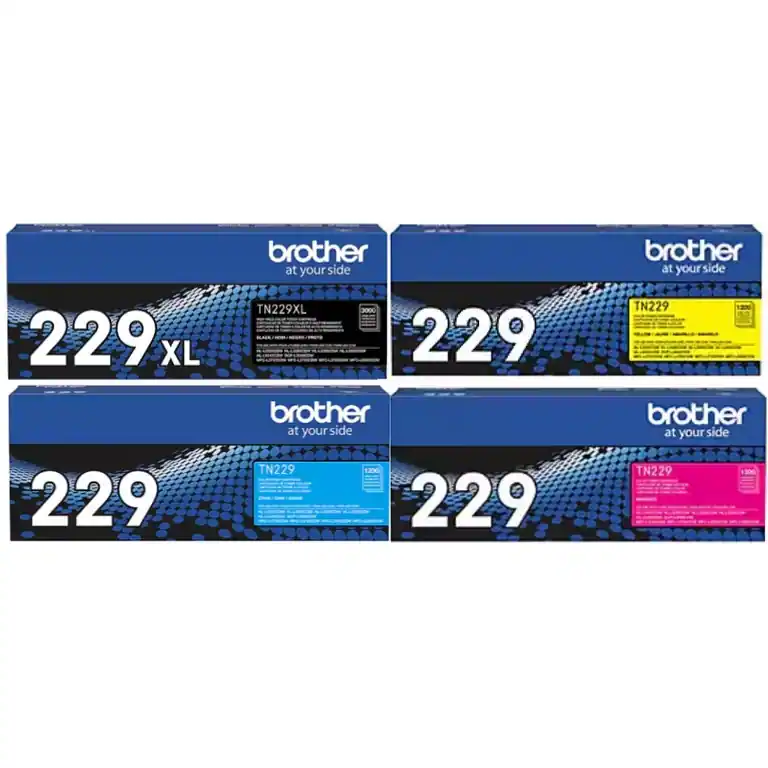 229 Inked Color Brother TN229XL High yield Black and Standard TN229 CMY Toner Cartridge ...