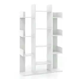 Kadyn - Bookshelf, Open Bookcase Book Shelf,Storage Shelf Unit Plant Stand,Tree-Shaped Bookshelf with 13 Compartments - White
