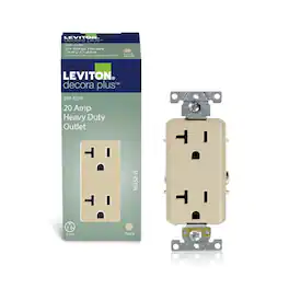 Leviton - Decora Plus 20 amps 125 V Duplex Outlet 5-20R 1 pk - Ivory