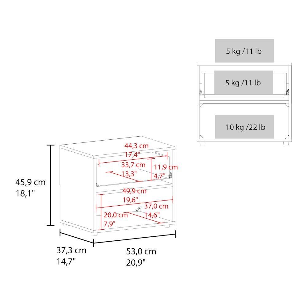 5 kg / 11 lb  
5 kg / 11 lb  
10 kg / 22 lb  

45,9 cm / 18,1"  
44,3 cm / 17,4"  
33,7 cm / 13,3"  
11,9 cm / 4,7"  
49,9 cm / 19,6"  
37,0 cm / 14,6"  
20,0 cm / 7,9"  

37,3 cm / 14,7"  
53,0 cm / 20,9"