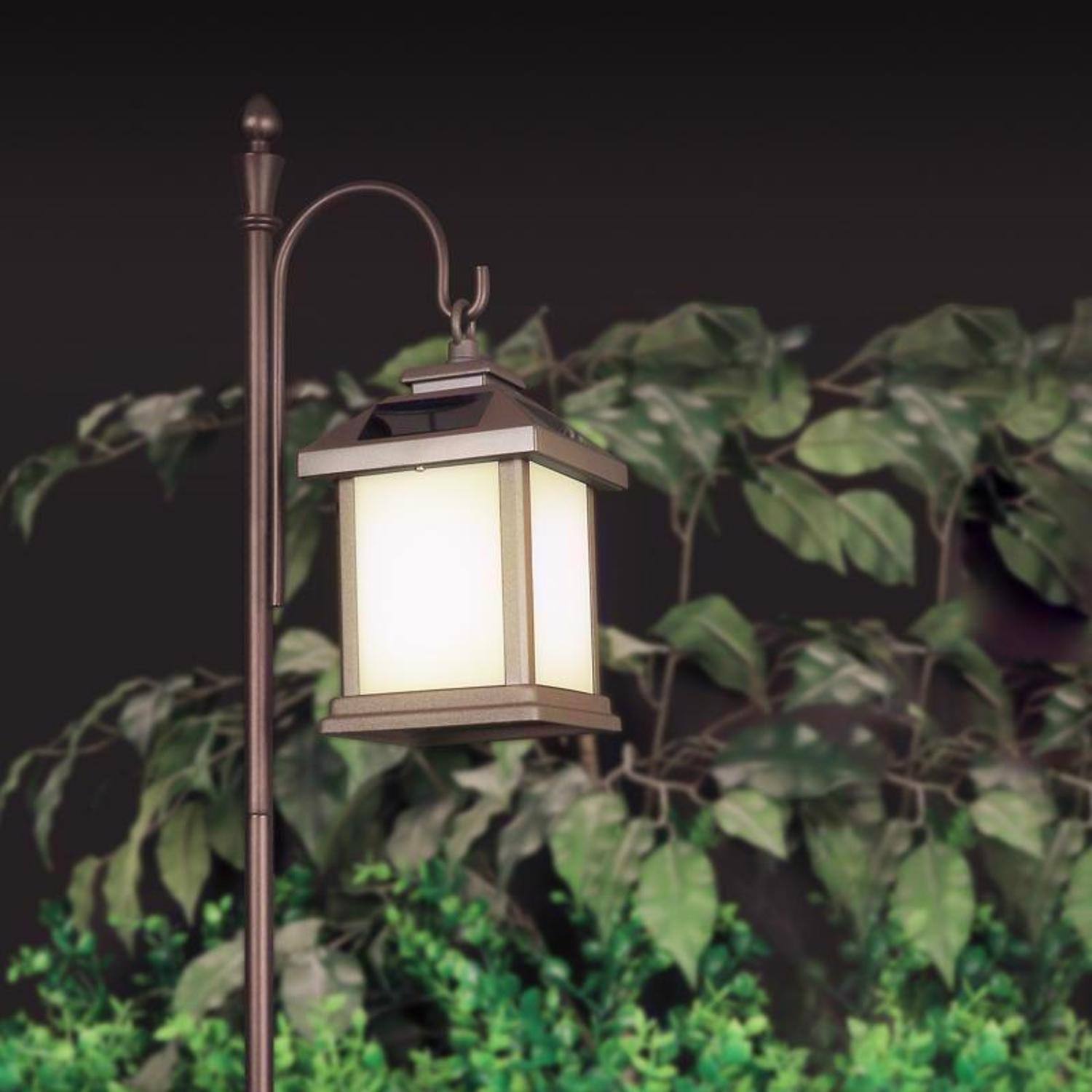 Left. FEIT ELECTRIC - Feit OneSync 4 in. Solar Power Metal Square Bronze Hanging Pathway Light.