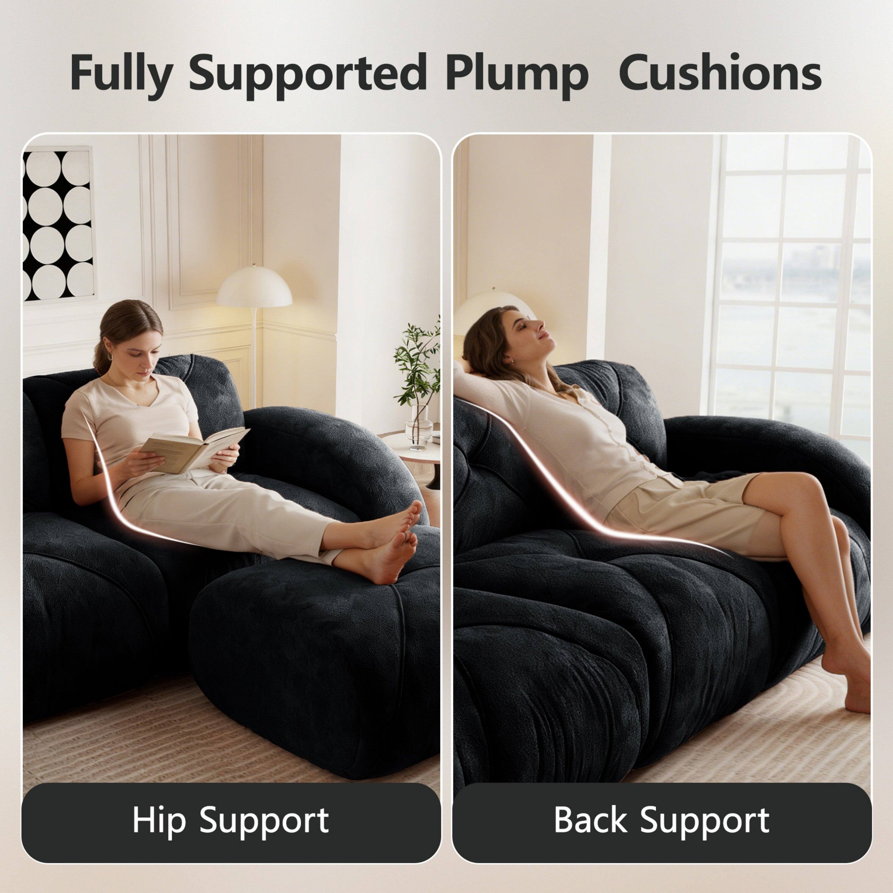 Fully Supported Plump Cushions

Hip Support

Back Support