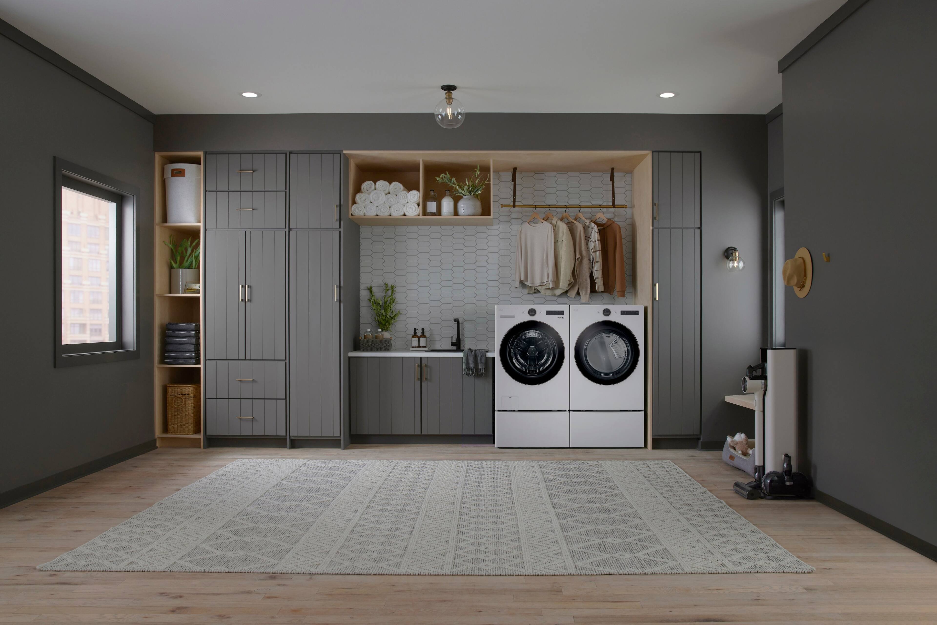 Alt View 34. LG - 7.4 Cu. Ft. Stackable Smart Gas Dryer with Steam and Sensor Dry - White.