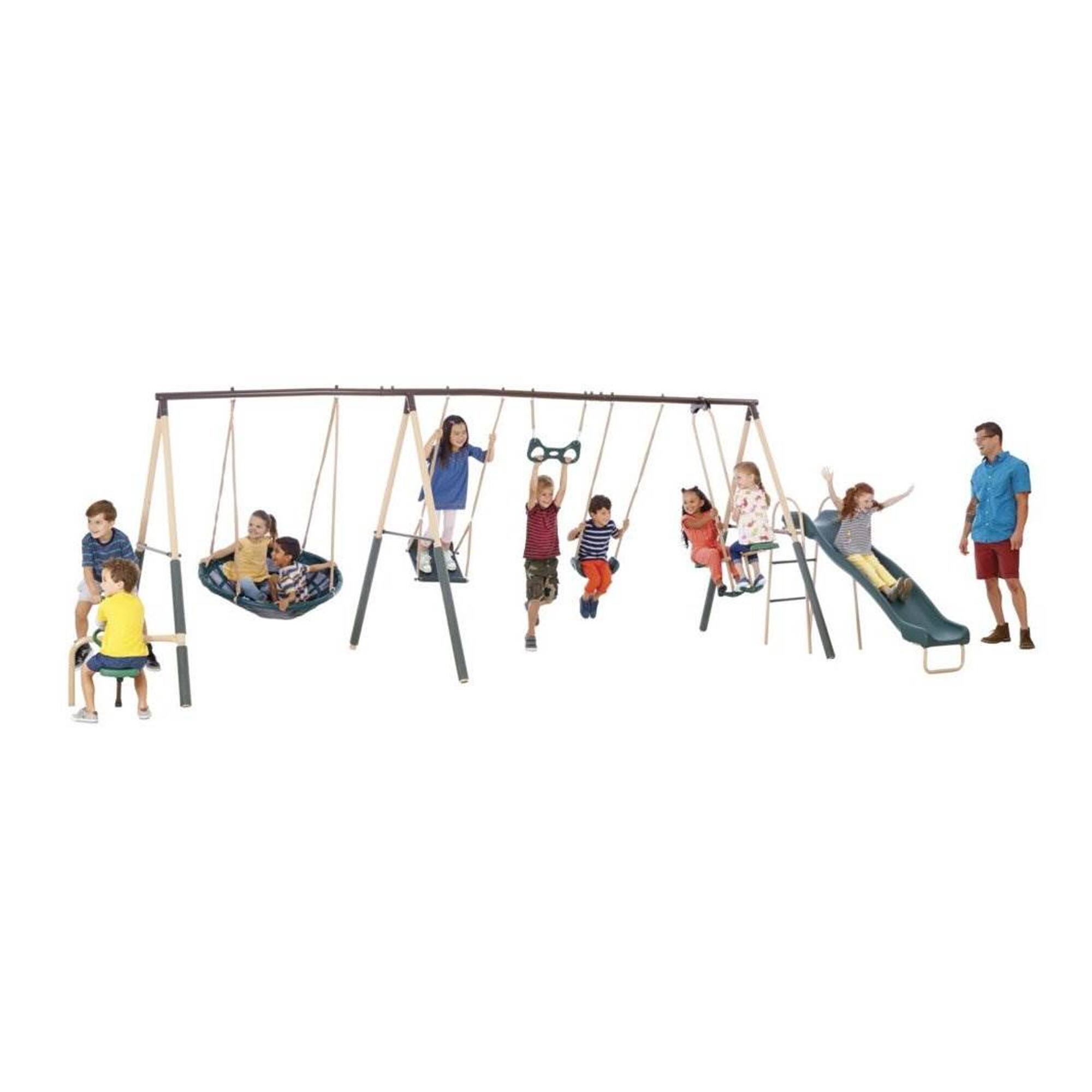 Alt View 11. XDP Recreation - XDP Recreation Deerfield Playground Swing Set, Super Disc, Slide, Glider & Swing - Green.