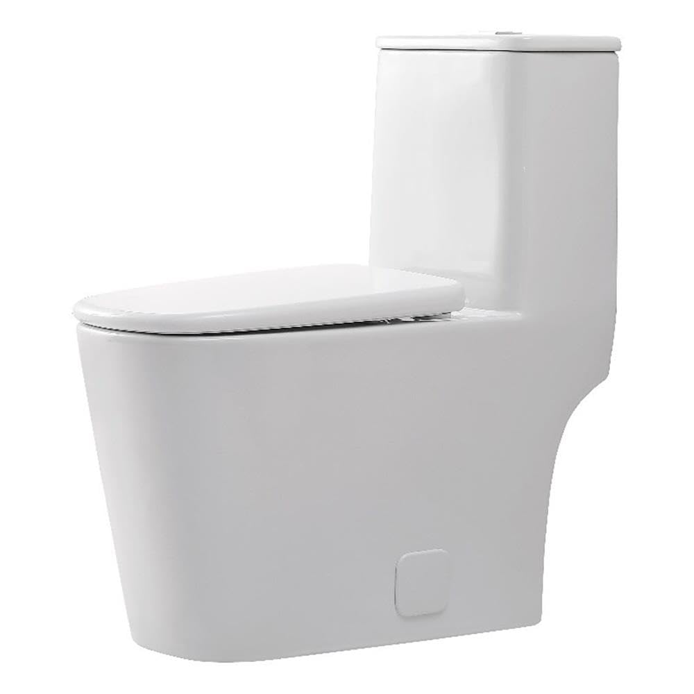 Front. Elegant Kitchen and Bath - Winslet One-piece floor Square Toilet 27x14x31 in White - White.