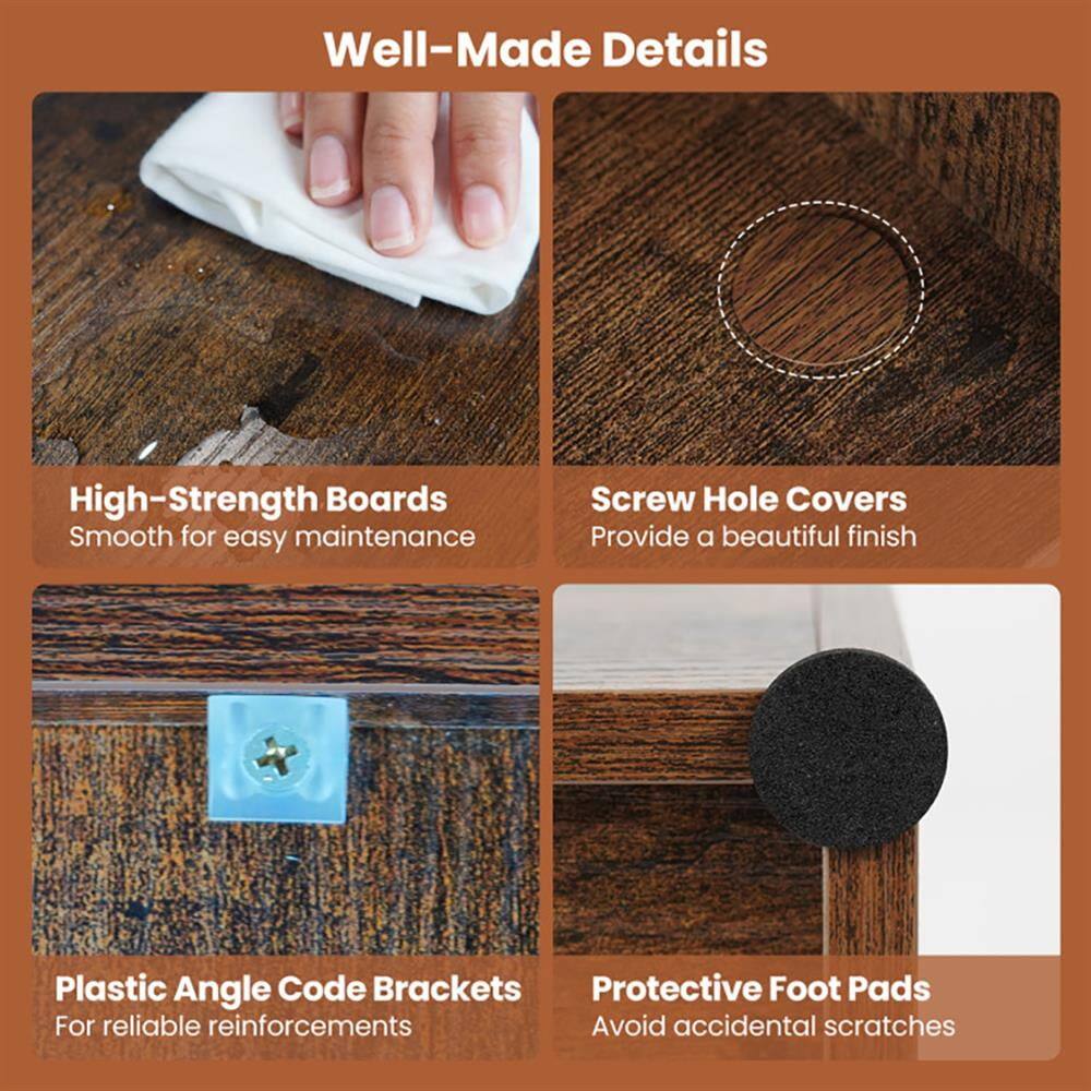 Well-Made Details

- High-Strength Boards
  - Smooth for easy maintenance

- Screw Hole Covers
  - Provide a beautiful finish

- Plastic Angle Code Brackets
  - For reliable reinforcements

- Protective Foot Pads
  - Avoid accidental scratches