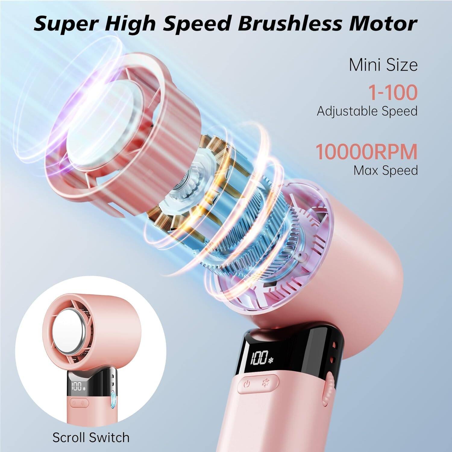 Super High Speed Brushless Motor, Mini Size, 1-100, Adjustable Speed, 10000RPM Max Speed, Scroll Switch