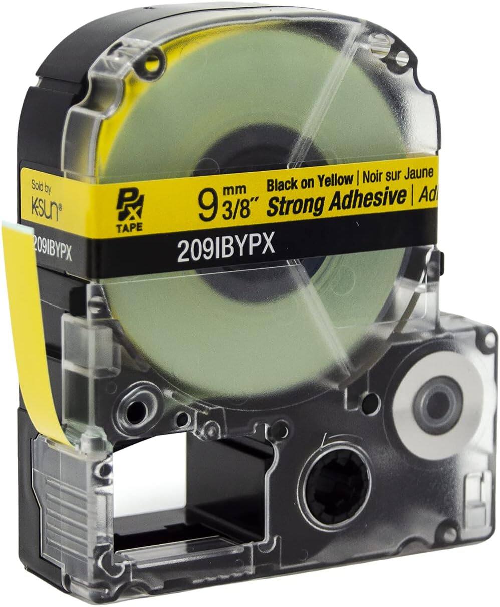 Sold by KSUN  
9 3/8" mm  
Black on Yellow | Noir sur Jaune  
Strong Adhesive | Adhésif  
209IBYPX