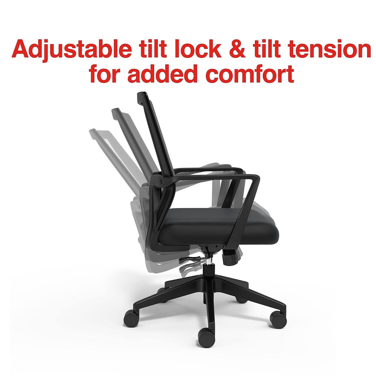 Adjustable tilt lock & tilt tension for added comfort
