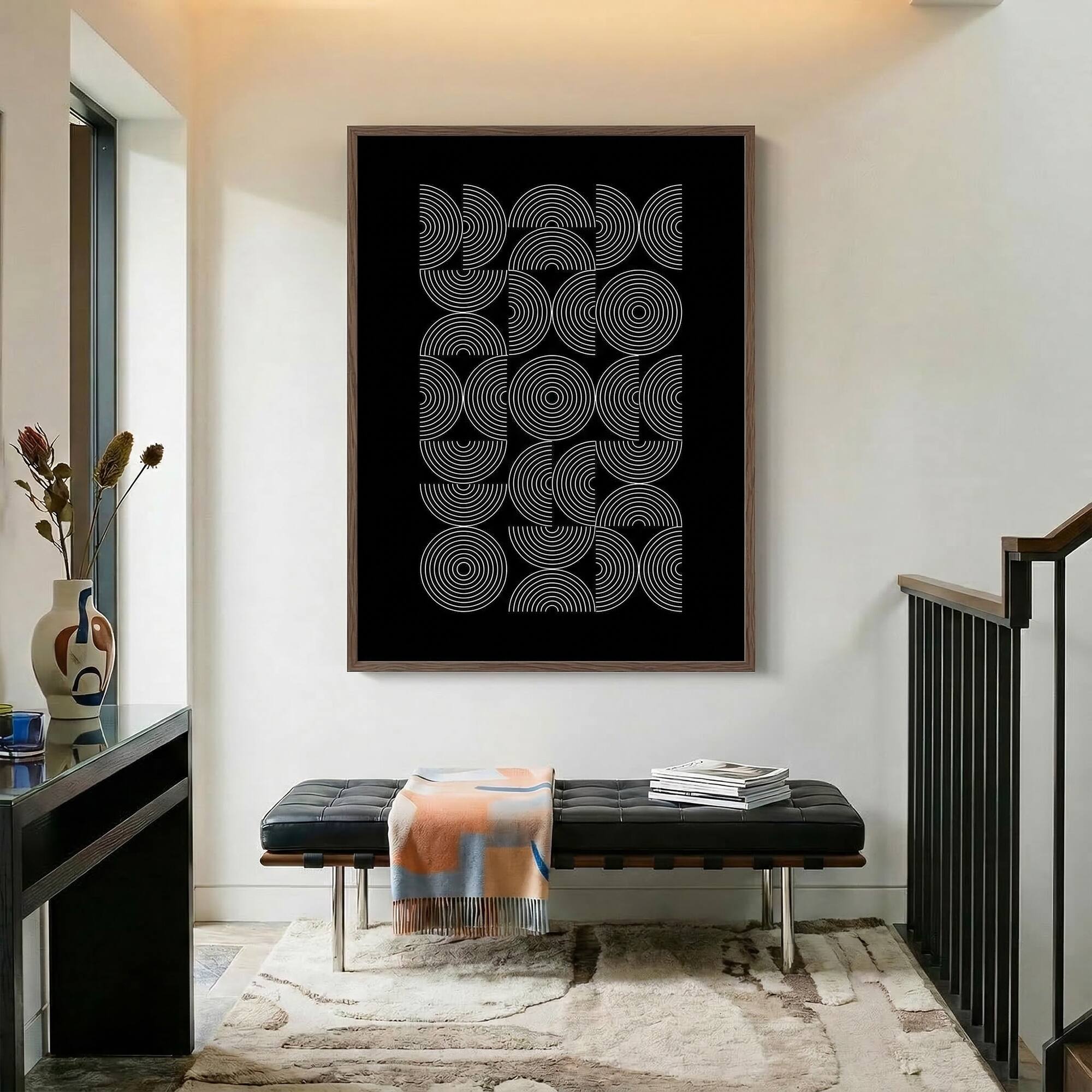 Alt View 2. HOMLUX - 1 Piece Framed Black and White Abstract Canvas Wall Art Art Wall Decor Decorative Canvas Print 36 in. x 24 in. - Multi-Colored.