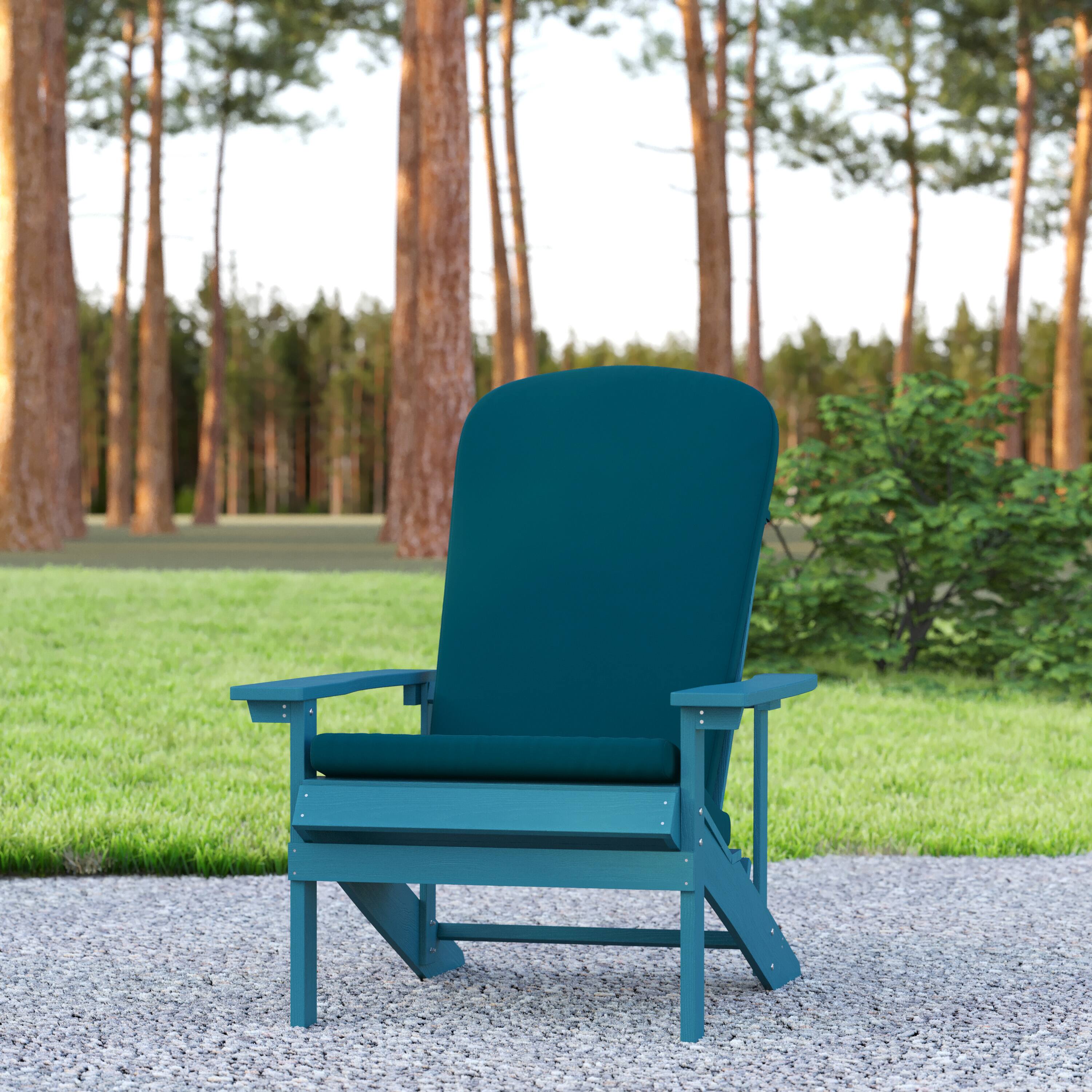 Alt View 2. Emma + Oliver - Hammond All-Weather Indoor and Outdoor Cushions for Adirondack Chairs and High Back Patio Chairs - Teal.