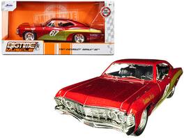 1967 Chevrolet Impala SS #67 "Golden Ruby" Red with Gold Stripes "Bigtime Muscle" 1/24 Diecast Model Car by Jada - Multicolor