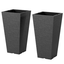 Outsunny - 23 Inch Tall Planters for Outdoor Plants, Set of 2 Plastic Flower Pots