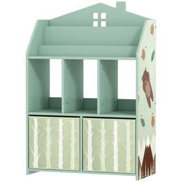 Qaba - Bookshelf with Storage, Toy Storage Unit with Book Display - Green