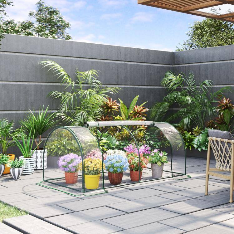 Alt View 1. PULUZ - 7' L x 3' W x 2.5' H Portable Tunnel Greenhouse for Outdoor Garden Hot House with 4 Zippered Doors, PVC Cover.