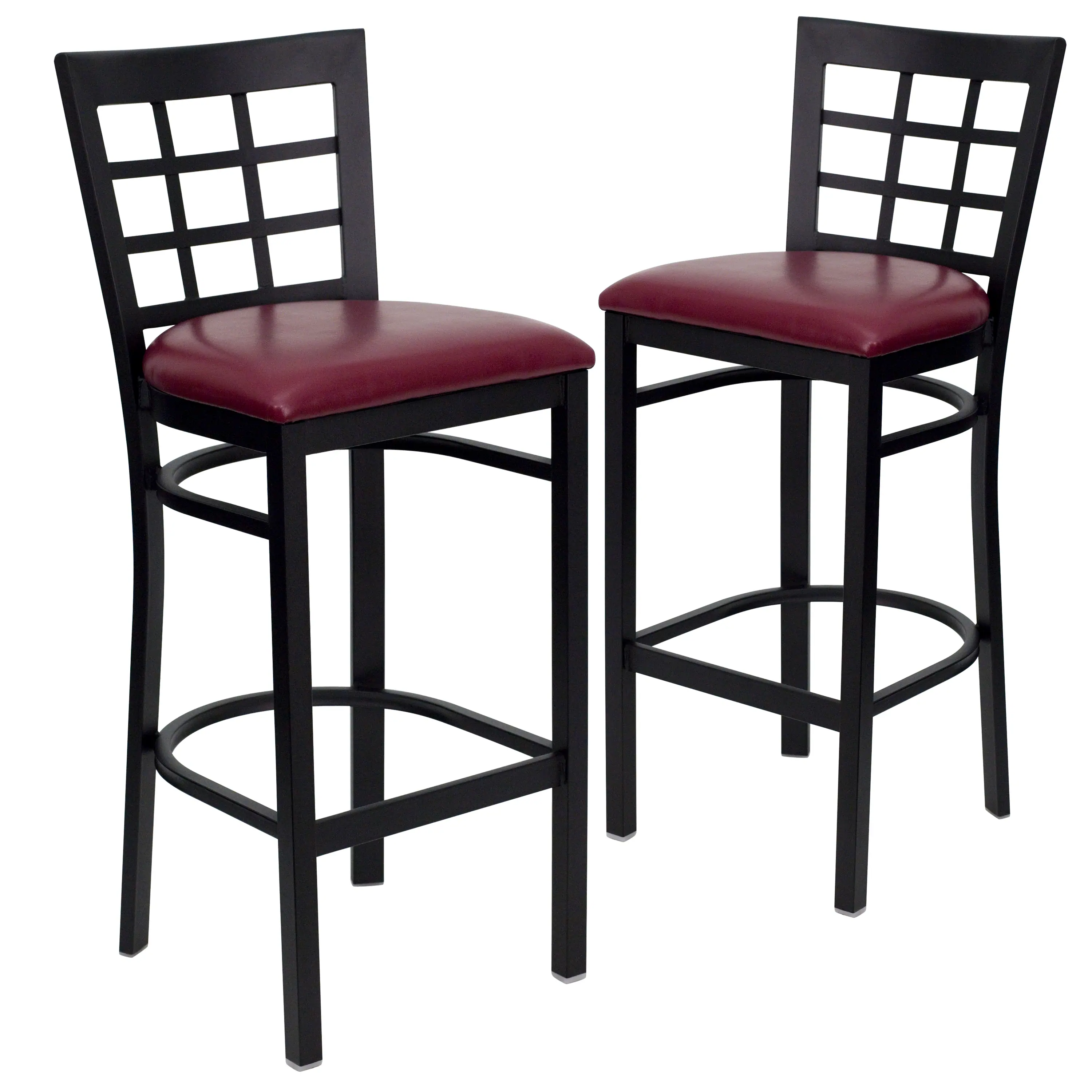 Burgundy Vinyl Seat/Black Metal Frame