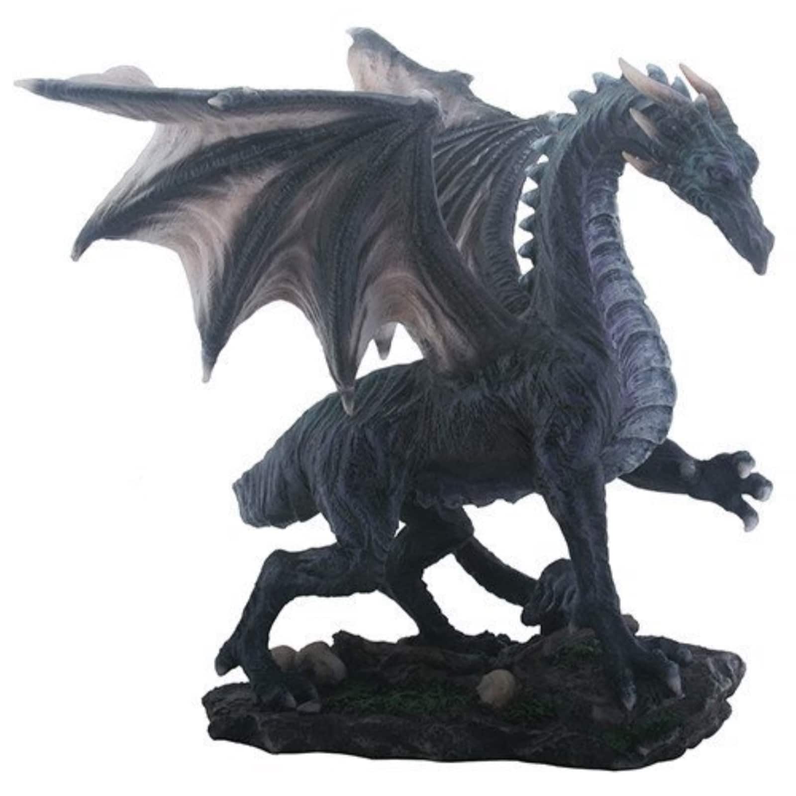 Pacific Trading - Medium Midnight Dragon Figurine Statue 8 inch - Black