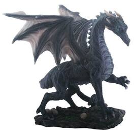 Pacific Trading - Medium Midnight Dragon Figurine Statue 8 inch - Black
