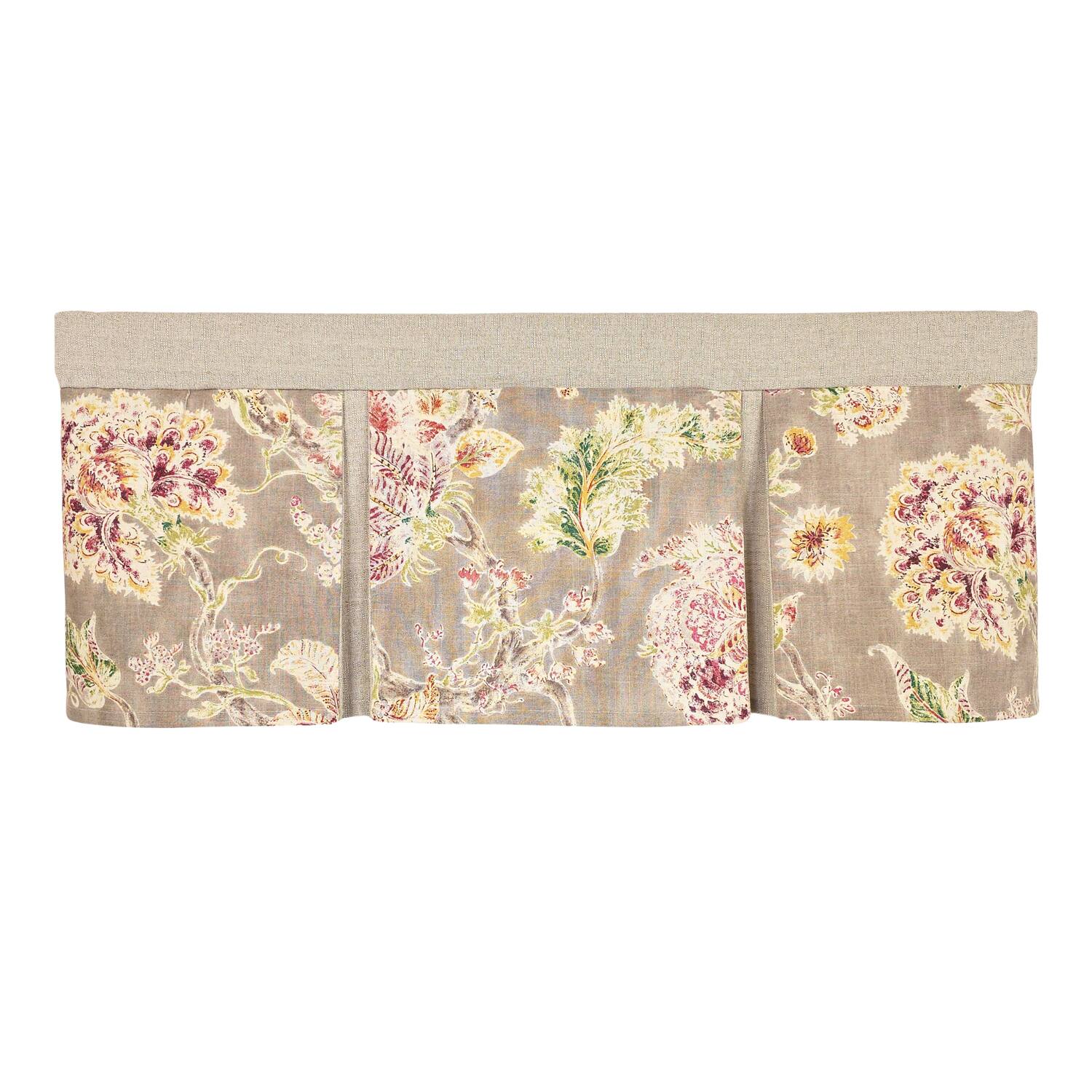 Left. RLF Home - RLF Home Monte Cristo Pleated Window Valance 100% Cotton Rod Pocket 50" x 17" Grey - Grey.