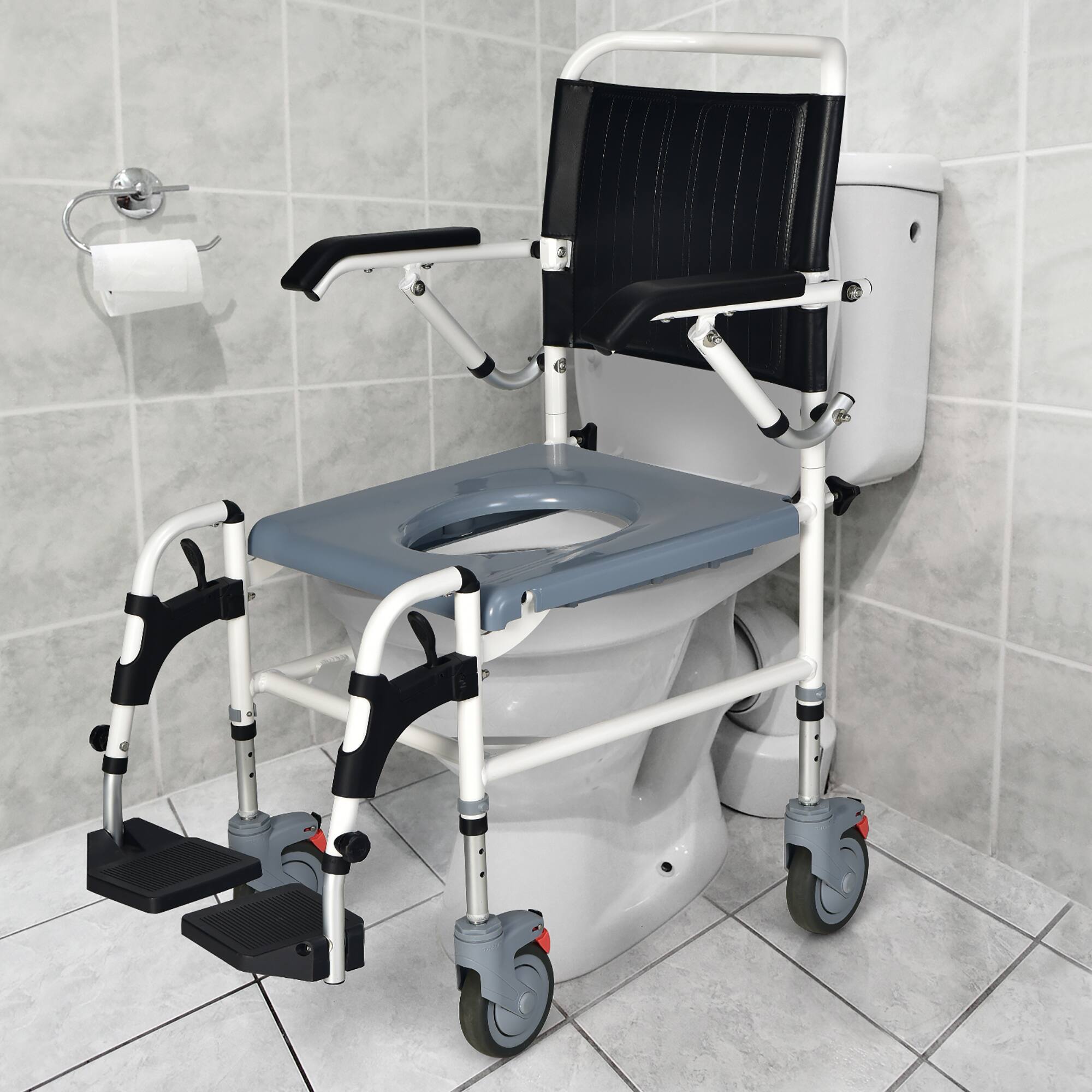 Alt View 8. Costway - Costway 4-in-1 Bedside Commode Chair Commode Wheelchair with Detachable Bucket - Black.