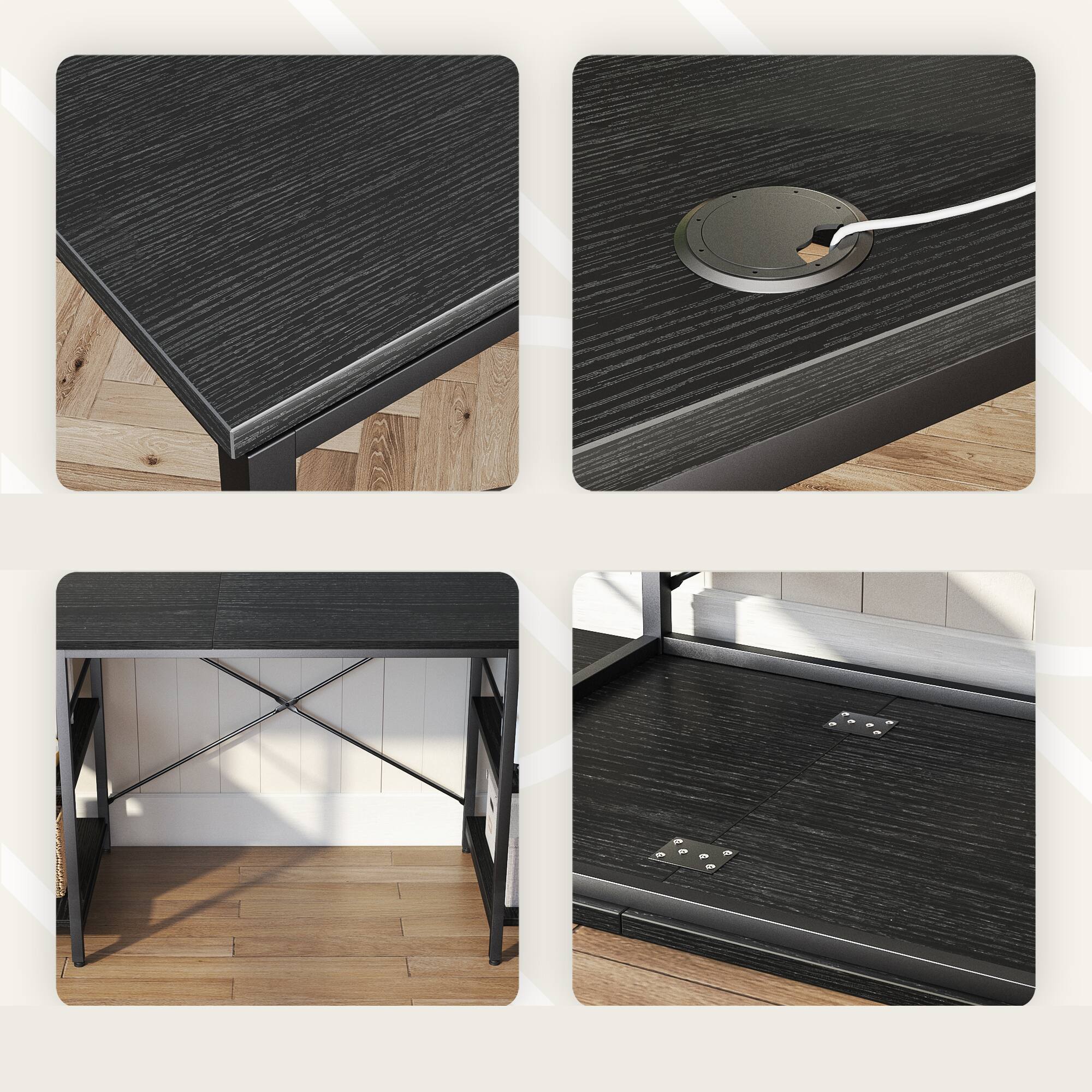 Alt View 14. Bestier - L-Shaped Reversible Corner Computer Desk with Storage Shelf - 60" wide - Black.