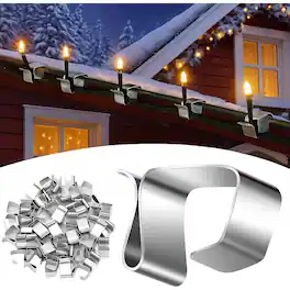 PARKER SLATER - 50PCS Galvanized Gutter Hook Clips for Hanging Outdoor Christmas & Halloween Lights