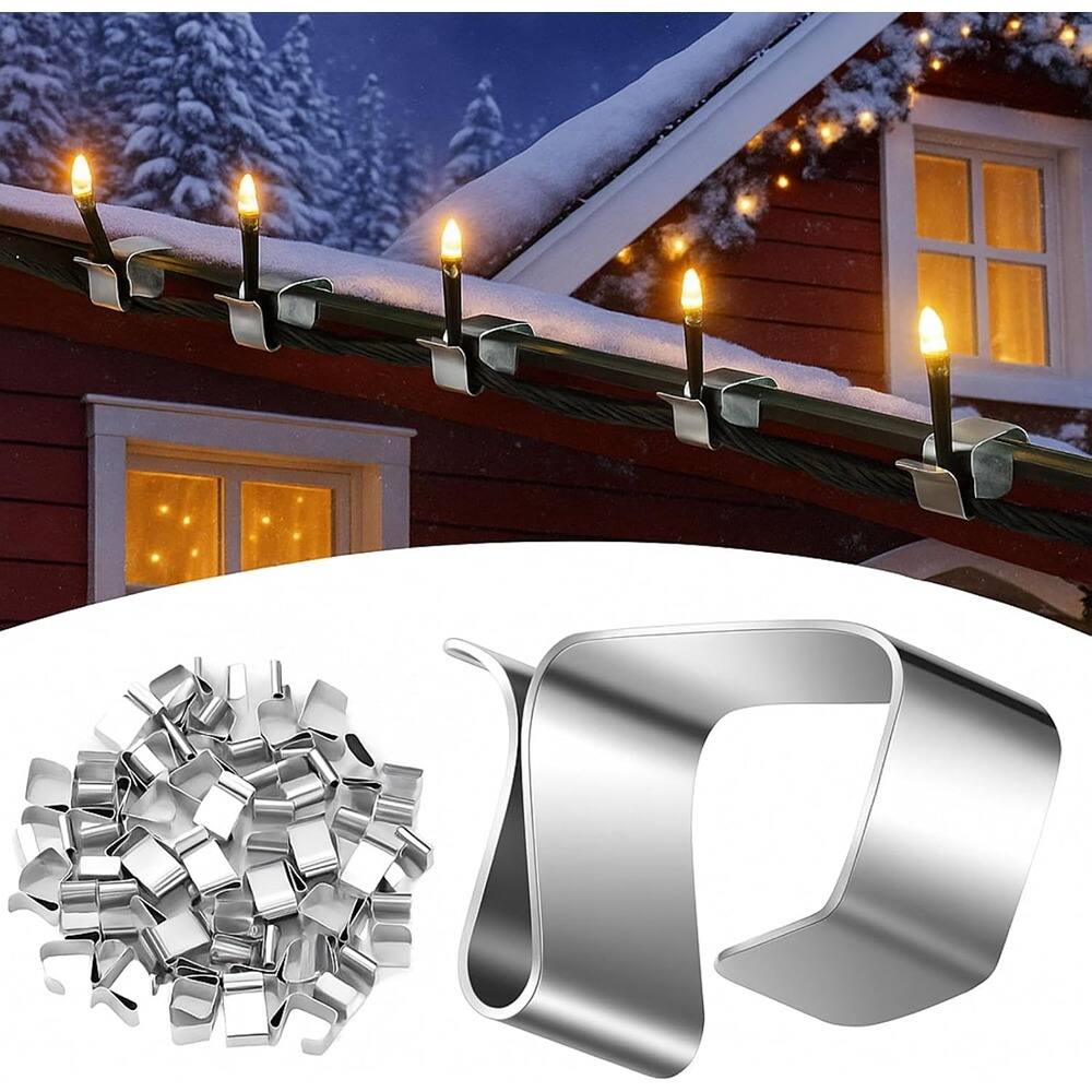 PARKER SLATER - 50PCS Galvanized Gutter Hook Clips for Hanging Outdoor Christmas & Halloween Lights