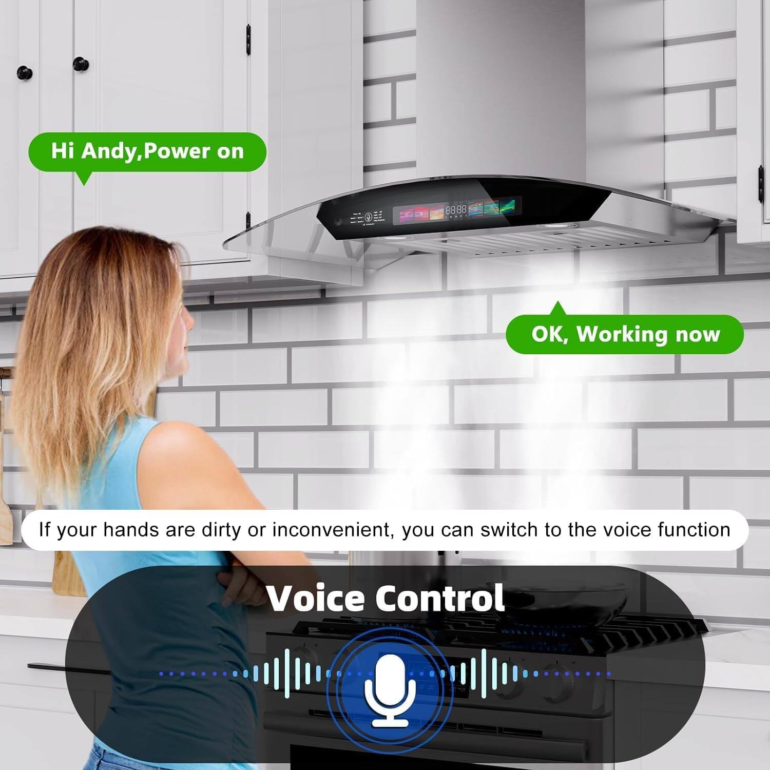 Hi Andy, Power on  
8888  
OK, Working now  

If your hands are dirty or inconvenient, you can switch to the voice function  
Voice Control