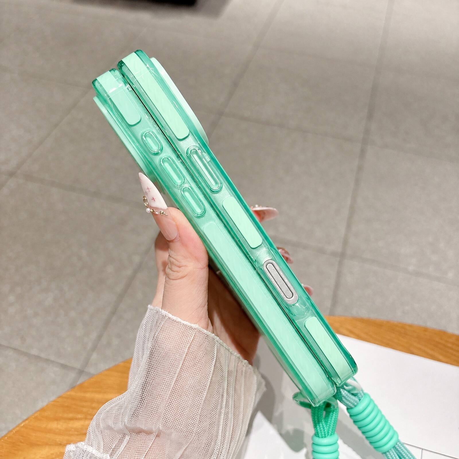 Alt View 1. Dteck - For Apple iPhone 17 Pro Max Magnetic Case Compatible With Magsafe Shockproof Rugged PC Cover With Wrist Strap - Mint.