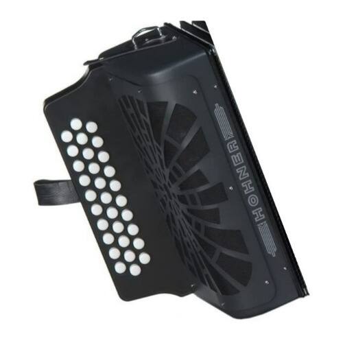 Left. Hohner - Hohner Compadre E, A, D 3-Row Diatonic Accordion (Black) with Gig Bag.