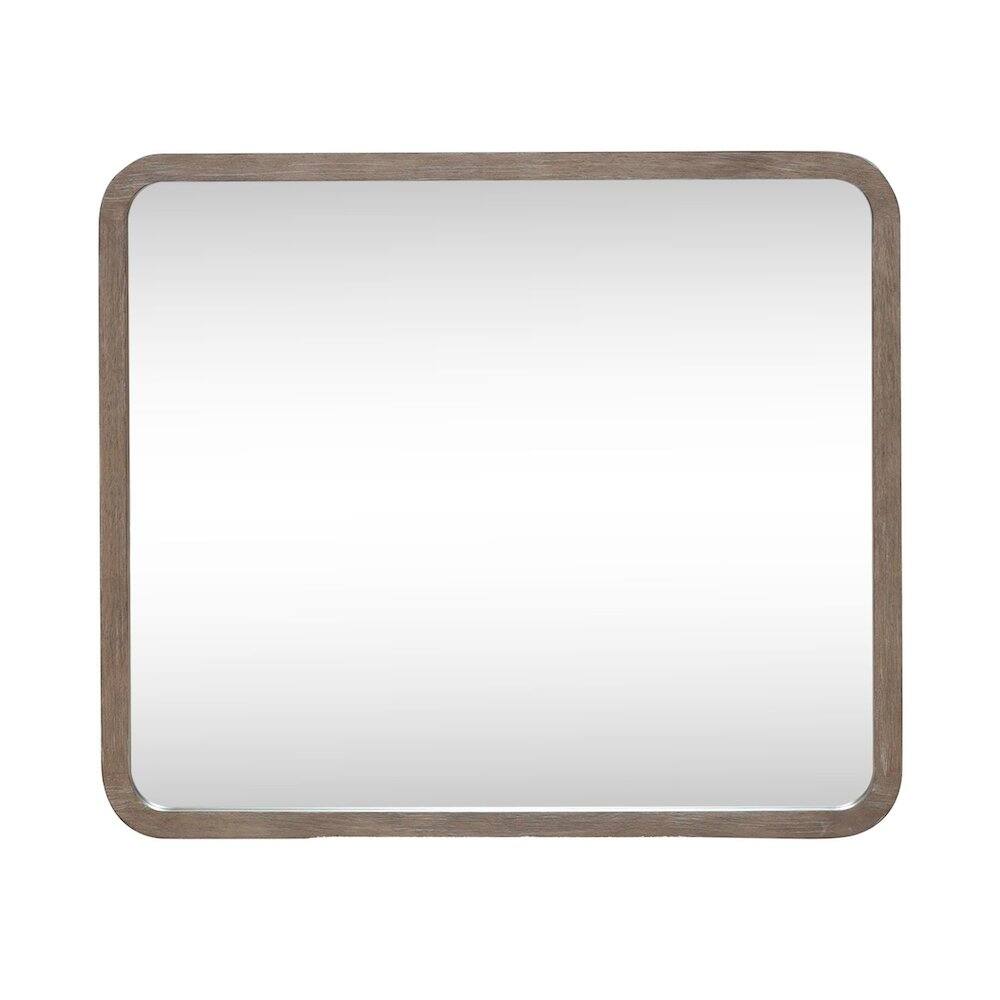 Left. Liberty Furniture Industries - South Bend Landscape Mirror Contemporary Wood Framed 42" x 36" - Burnished Clay - Burnished Clay.
