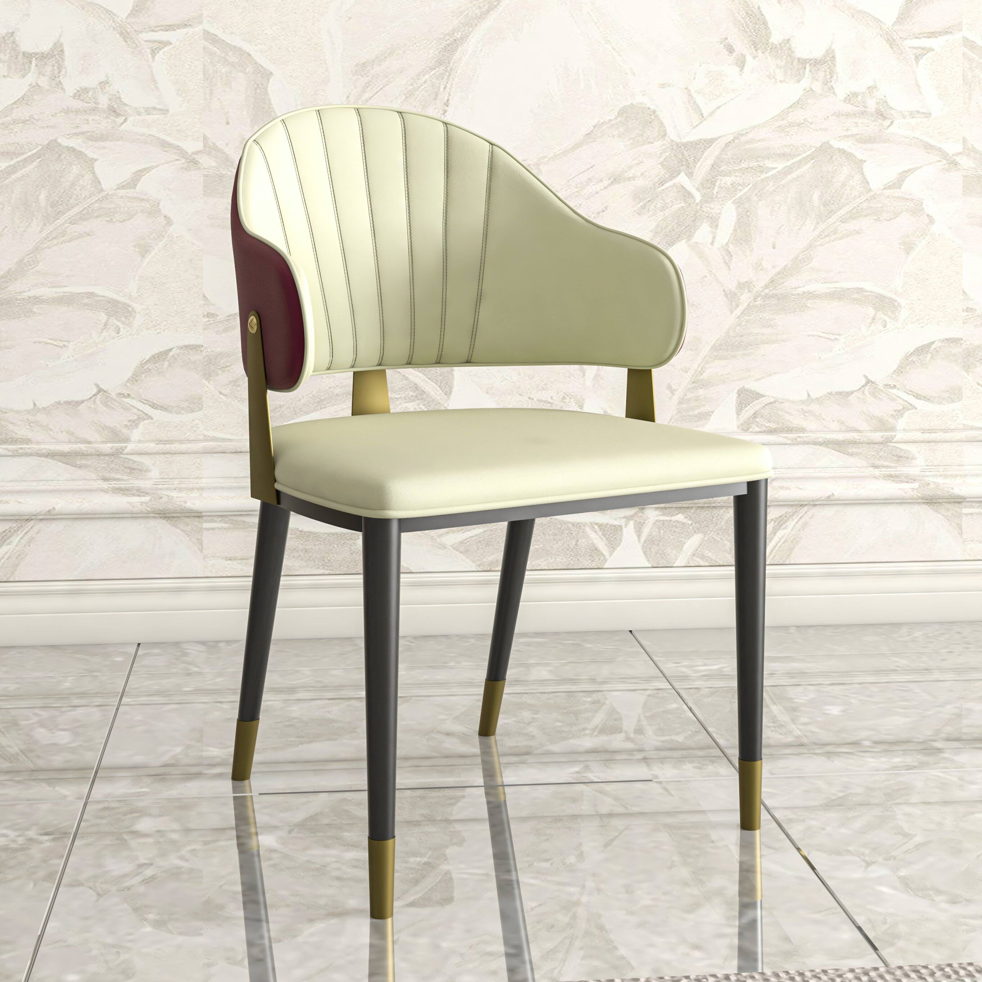 Angle. LeisureMod - Aria Modern PU Leather Dining Chair with Iron Legs - Red.