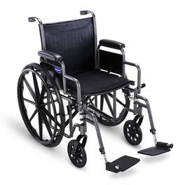 Invacare - Essentials EX1 16″ Folding Manual Wheelchair w/ Swing‑away Footrests & Desk‑Length Arms - Black