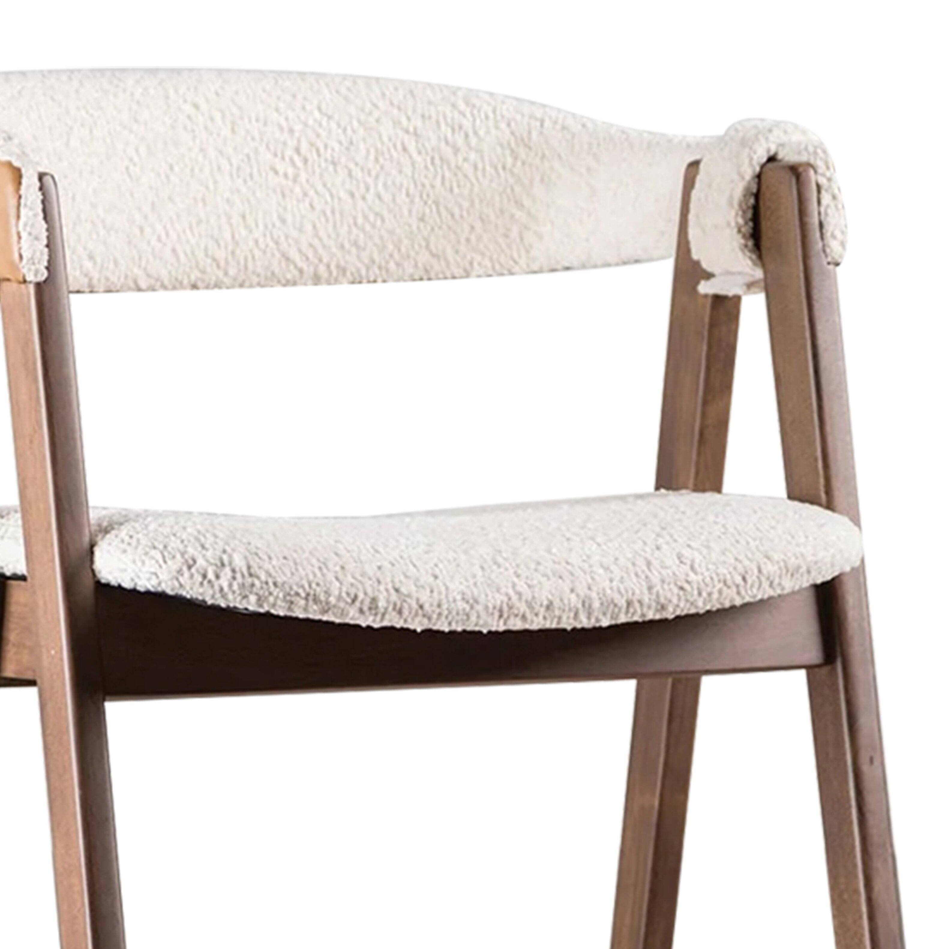 Alt View 2. Manhattan Lane - Ebik Counter Stool Chair Set of 2, Walnut Brown Wood, Beige Boucle - Walnut Brown, Beige.
