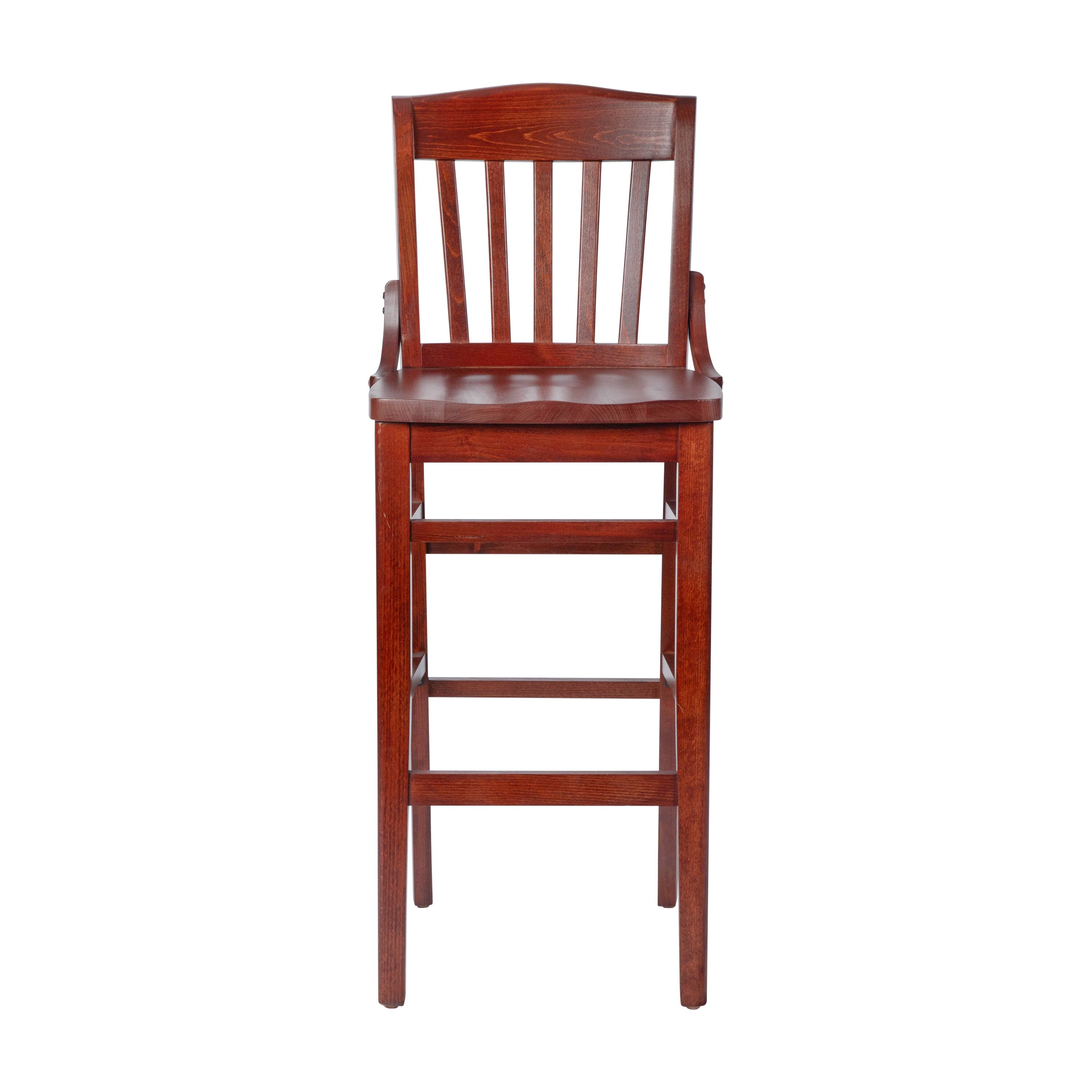 Alt View 7. Emma + Oliver - School House Back Wooden Restaurant Dining Barstool - Mahogany.