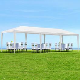 LOVMOR - 10 x 30 FT Canopy Tent Wedding Party Canopy Tent Outdoor Garden Patio White