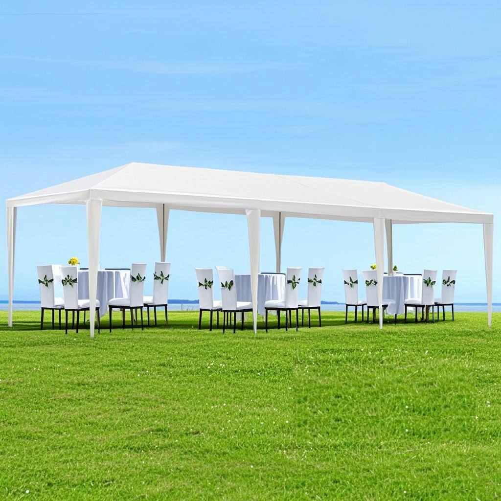 Front. LOVMOR - 10 x 30 FT Canopy Tent Wedding Party Canopy Tent Outdoor Garden Patio White.