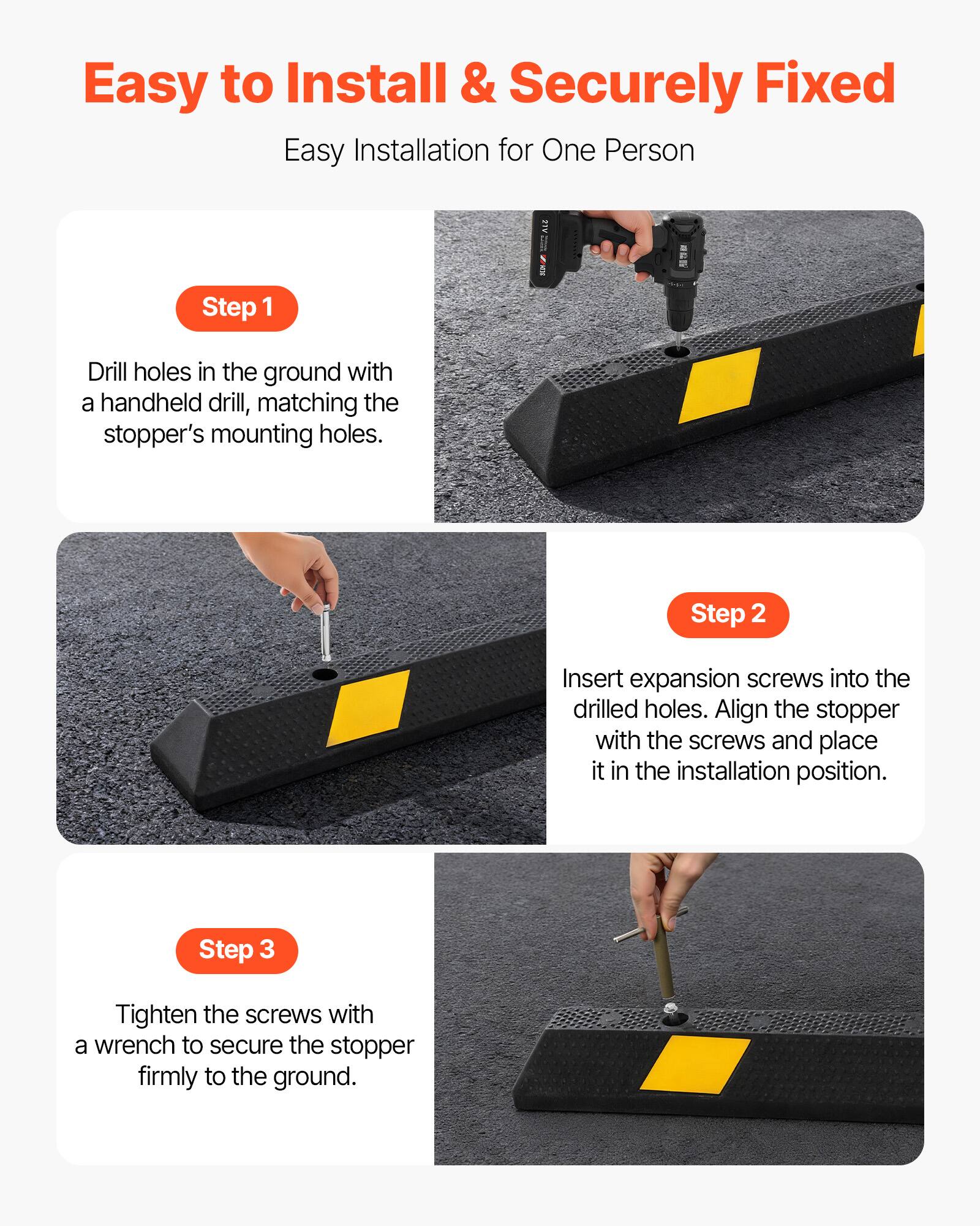 VEVOR Parking Stopper,72 Inch 2 Pcs Heavy Duty Parking Aid for Garage ...