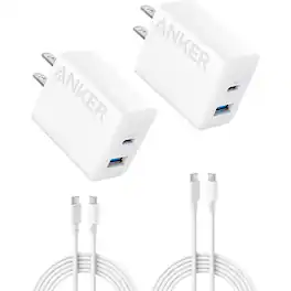 MOSZAR LLC - Fast Charger 20W USB-C, 2-Pack with Cables – for iPhone 16/15/Pro/Max/iPad - White