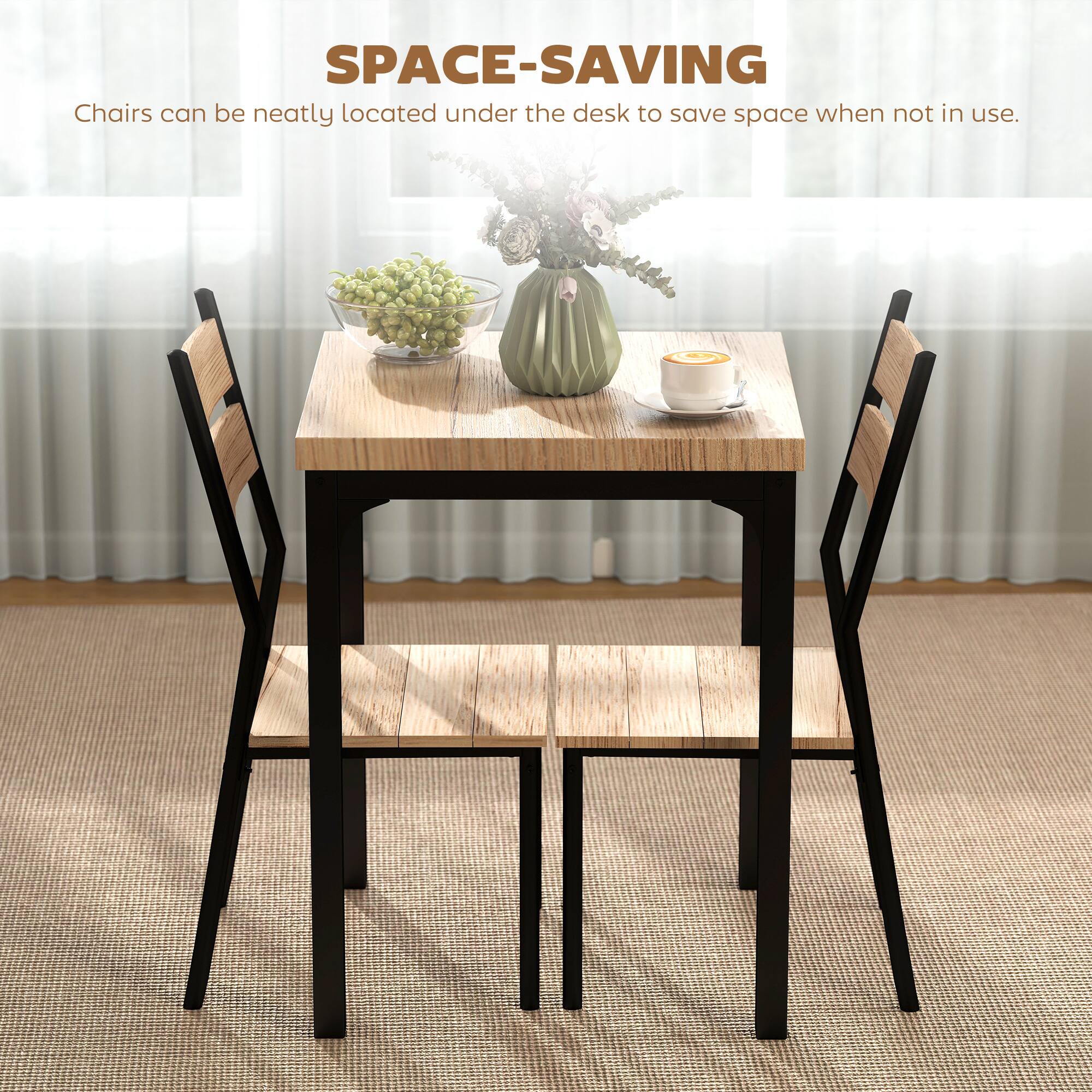 SPACE-SAVING  
Chairs can be neatly located under the desk to save space when not in use.