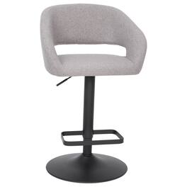 Flash Furniture - Erik Contemporary Fabric Adjustable Height Barstool with Rounded Mid-Back and Black Base - Gray