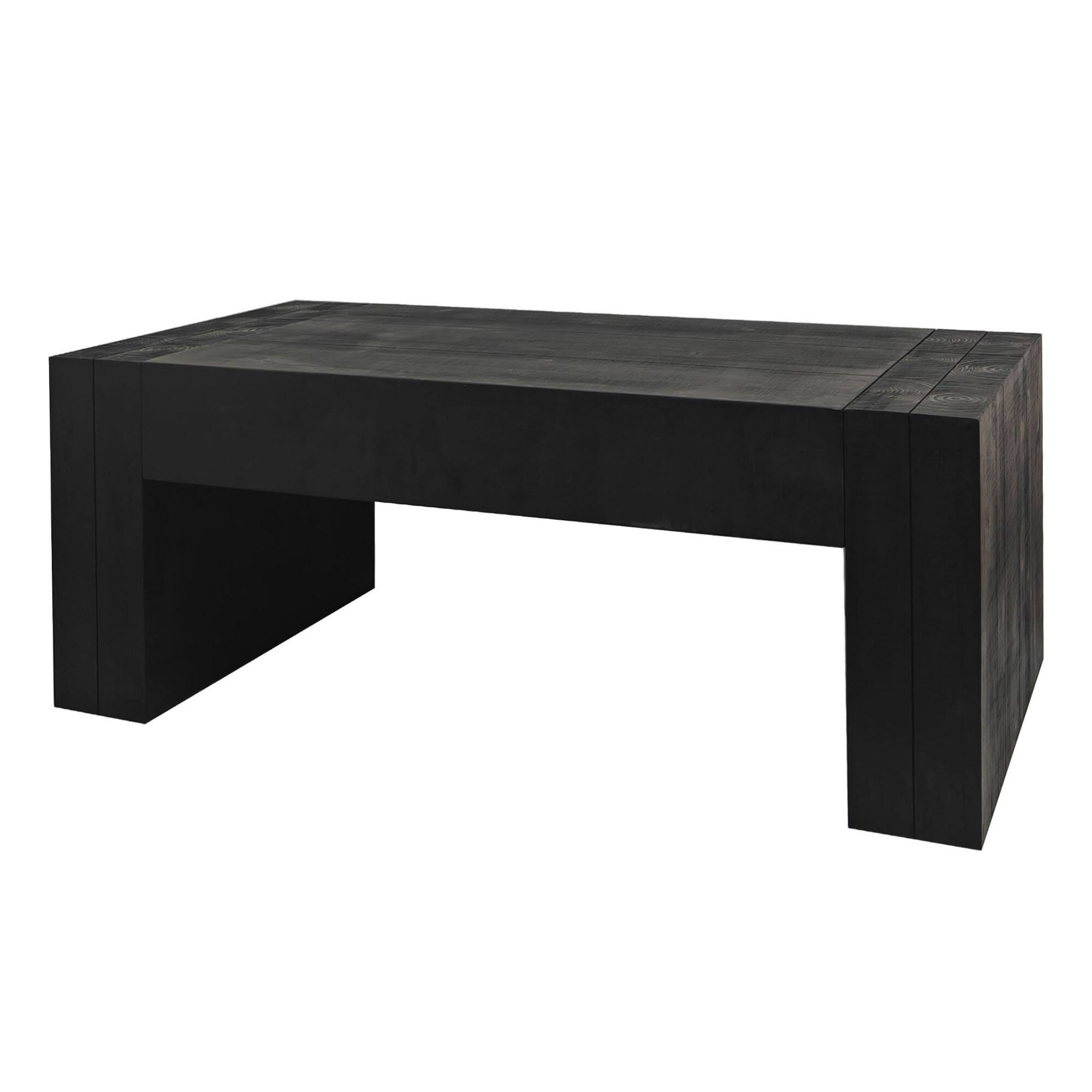 Alt View 2. GOODSILO - Contemporary Solid Wood Rectangular Coffee Table for Modern Living Room Decor - Black+Wood.