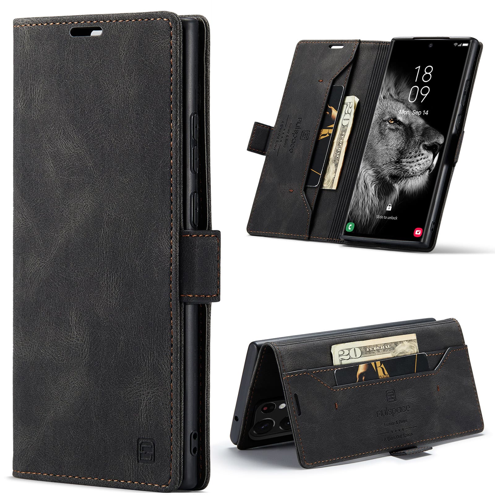 Dteck - Folio Wallet Case for Samsung Galaxy S26 Ultra, Matte PU Leather RFID Blocking Credit Card Slots with Magnetic Flip - Black price history on PriceWatchPro