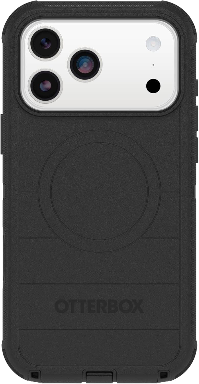 Front. OtterBox - iPhone 17 Pro Max Defender Series Pro for MagSafe with Camera Control - Black.