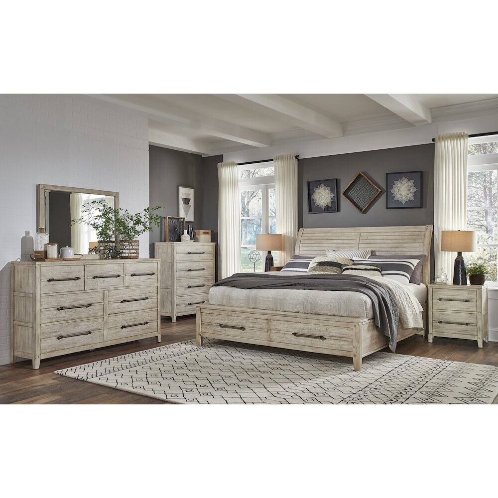 Alt View 1. American Woodcrafters - Aurora 2-Drawer Nightstand - Whitewash - White.