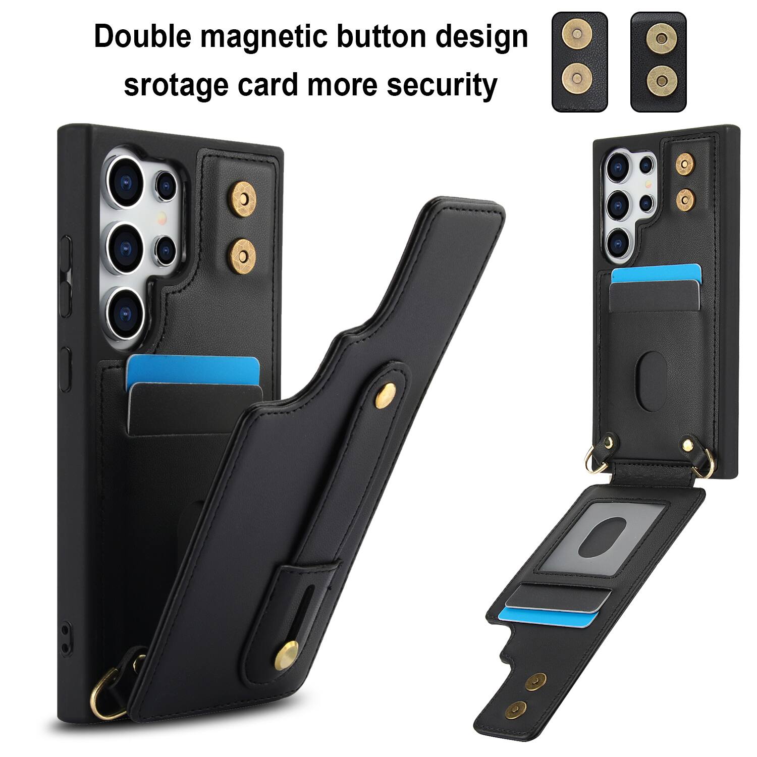Double magnetic button design storage card more security